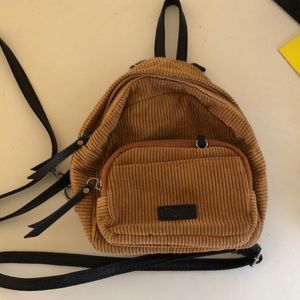 Light Brown Corduroy Mini Backpack